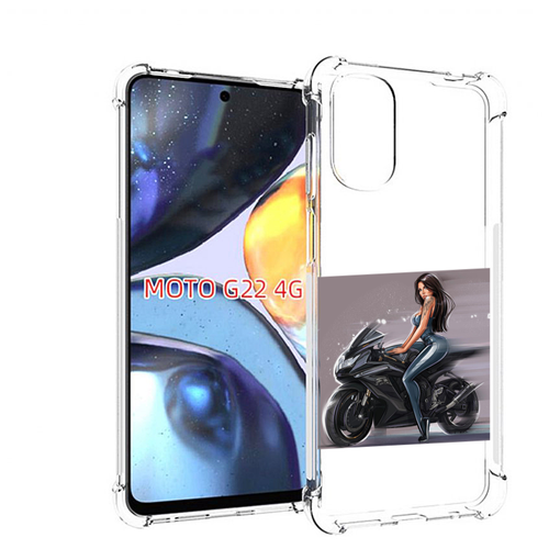 Чехол MyPads девушка-на-мотоцикле для Motorola Moto G22 4G задняя-панель-накладка-бампер