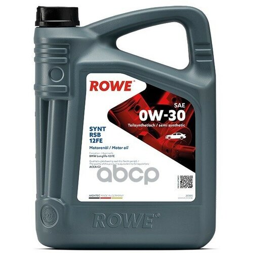 ROWE Масло Моторное Rowe Hightec Synt Rsb 12Fe Sae 0W-30 5Л.