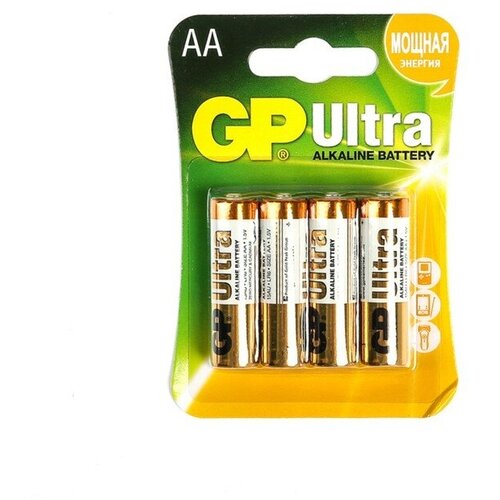 Батарейка алкалиновая GP Ultra, AA, LR6-4BL, 1.5В, блистер, 4 шт. батарейка gp ultra aa lr06 15au алкалиновая bc2