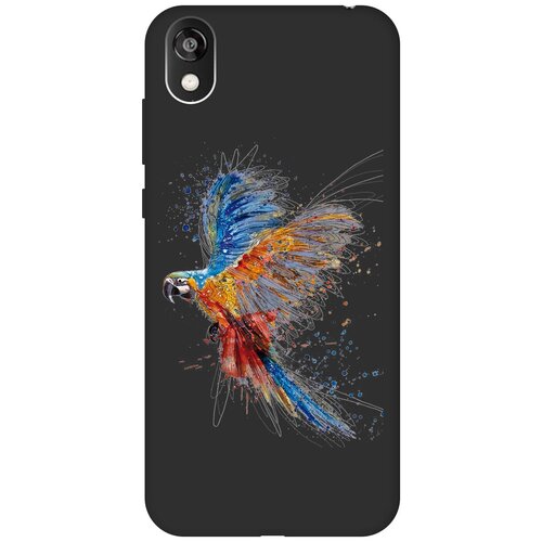 фото Ультратонкая защитная накладка soft touch для huawei y5 (2019) / honor 8s с принтом "разноцветная попугай" черная gosso