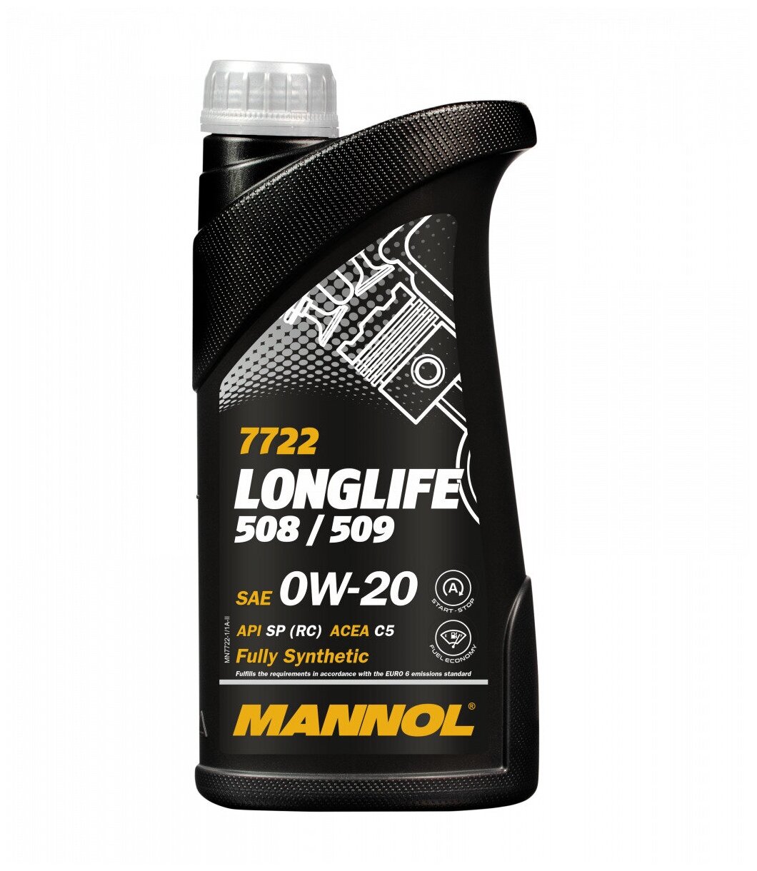 MANNOL 77221 MANNOL Longlife 508/509 SAE 0W-20 API SP (RC) ACEA C5 (1л) 7722