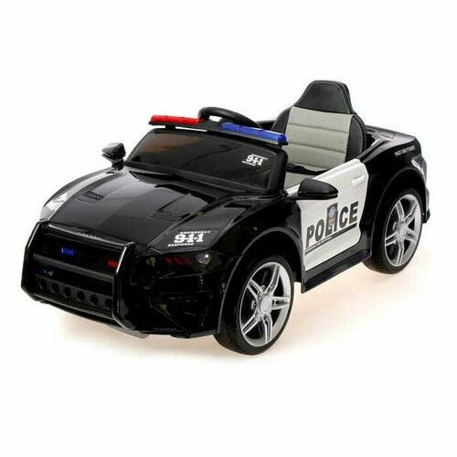 Электромобиль POLICE, EVA колеса, кожаное сиденье, цвет черный глянец