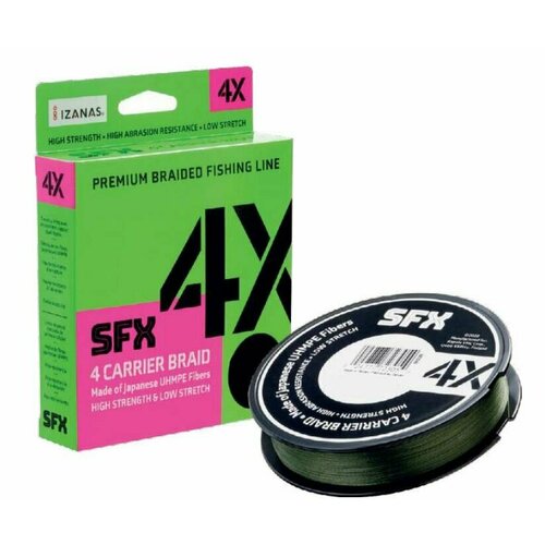 плетеный шнур sufix sfx 4x d 0 104 мм 135 м 4 5 кг lo vis green 1 шт Леска плетеная SFX 4X зеленая 135 м 0.285 мм 18 кг PE 3