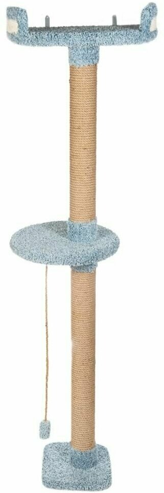 Когтеточка столбик для кошки с лежанками "Кусака" голубой - фотография № 6