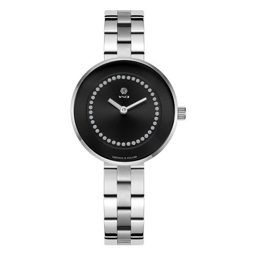 Наручные часы УЧЗ 3051В-2, серебряный, черный обычный товар учз 3051в 2