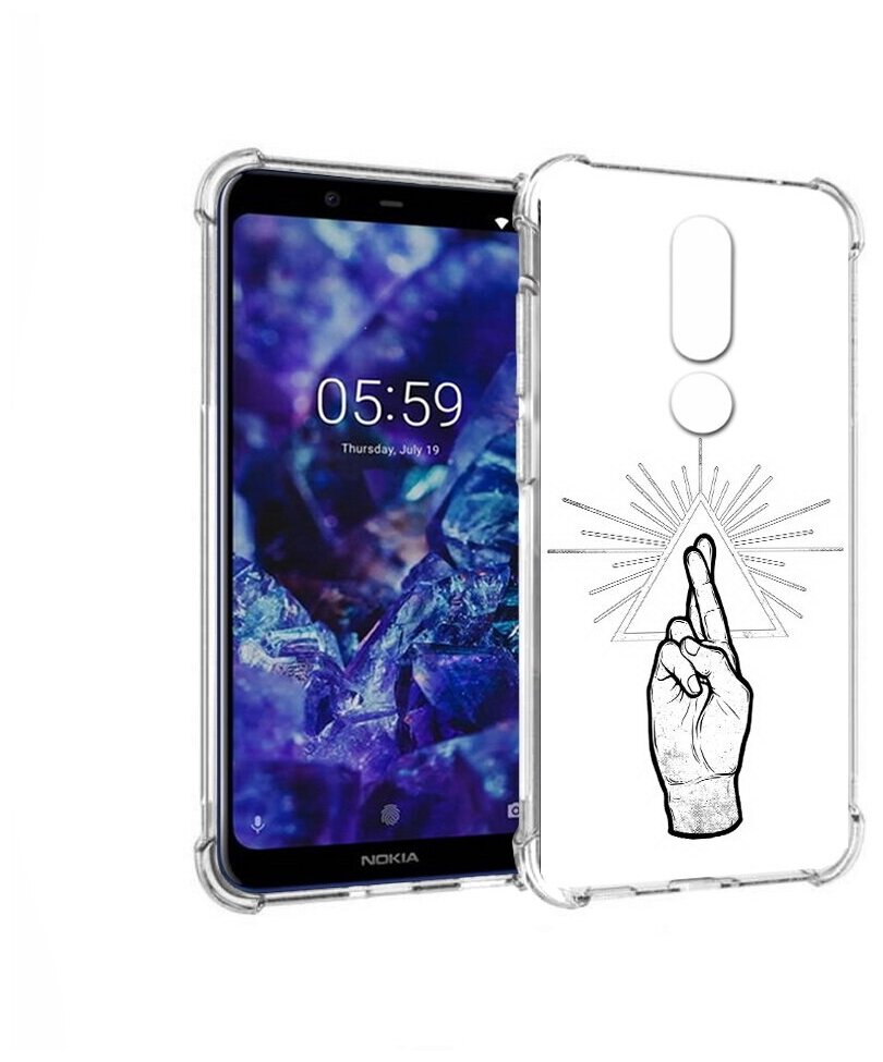 Чехол задняя-панель-накладка-бампер MyPads черно белая рука для Nokia 5.1 Plus/Nokia X5 противоударный
