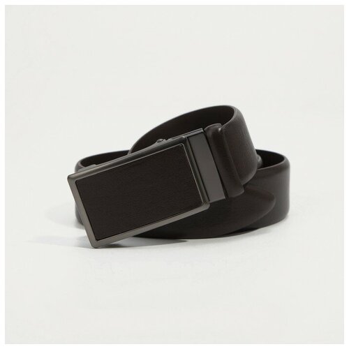 фото Ремень, ширина 3,5 см, автомат, пряжка тёмный металл, цвет коричневый noname