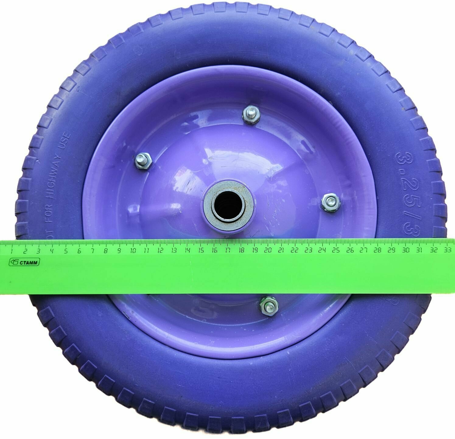 Колесо для тачек полиуретановое 3.25 -8 дюйма , втулка диаметр 20 мм, ширина 90 мм - фотография № 4