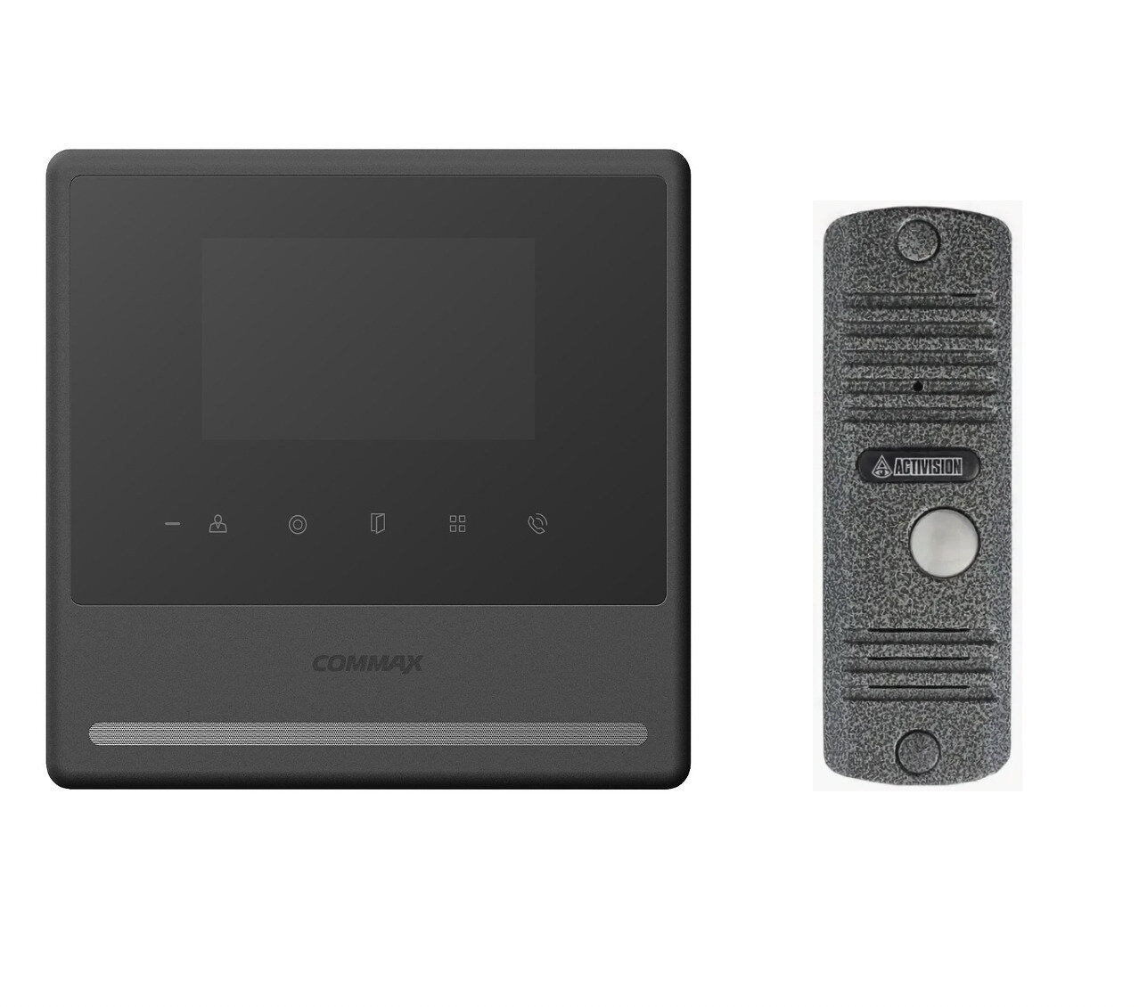 Комплект видеодомофона и вызывной панели COMMAX CDV-43Y (Черный) / AVC 305 (Серебро)