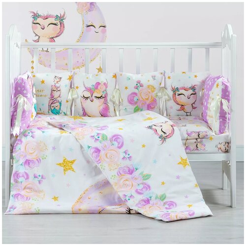 фото Комплект бортиков на детскую кроватку "малыши девочки" 12 штук luna home