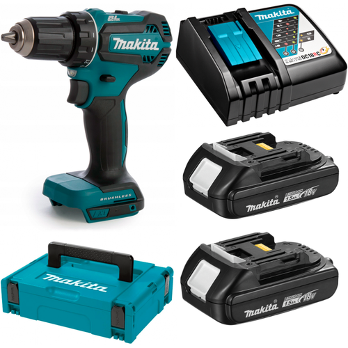 Аккумуляторная дрель-шуруповерт Makita DDF485RYJ (18V, 2х1.5Ah, Li-Ion) MakPac аккумуляторный ударный гайковерт makita dtw700rmj 18v 2 x 4 0ah li ion makpac