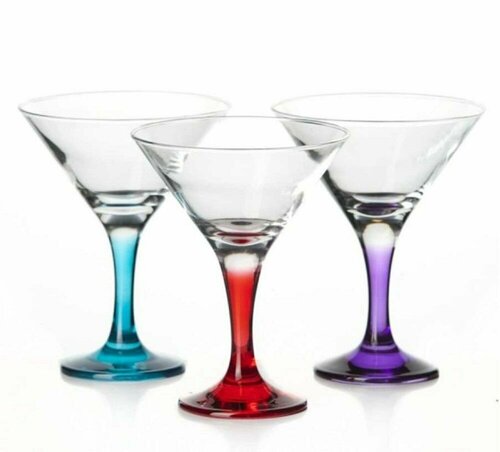 Набор бокалов Pasabahce Enjoy для мартини, 190 мл, 3 шт., красный/голубой/фиолетовый