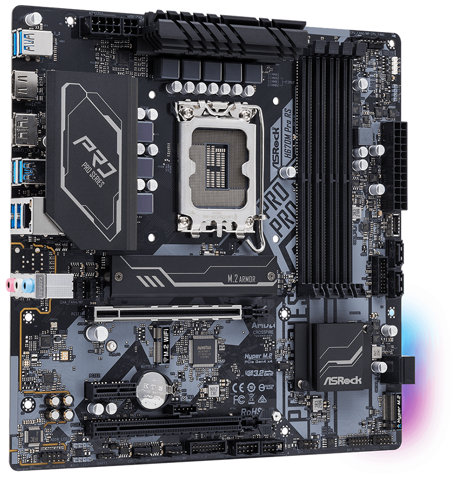 Материнская плата Asrock H670M PRO RS, Soc-1700, mATX - фото №3