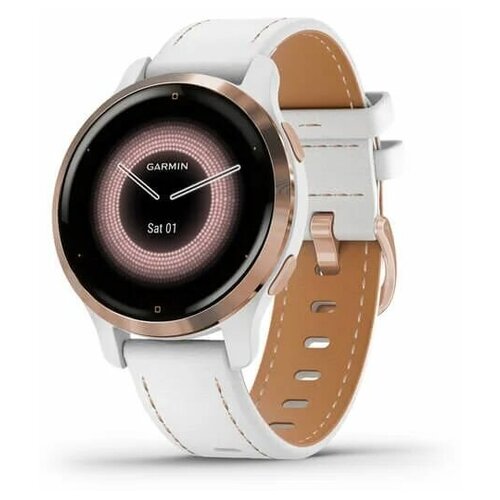 Умные часы GARMIN Venu 2S белые цвета розовое золото с кожаным ремешком 010-02429-23 3999000₽