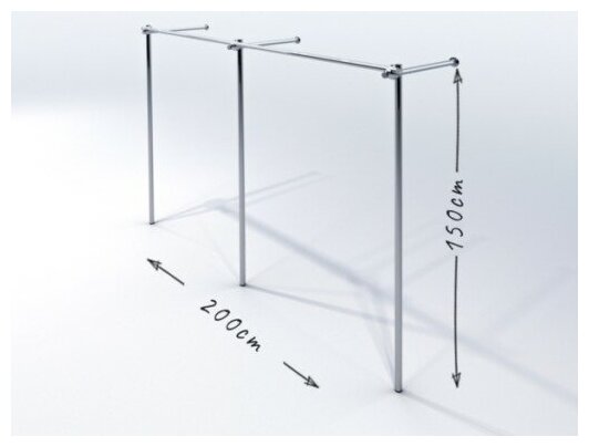 Вешалка напольная для одежны хромированная 200 см х 150 см стенд для магазина торговое оборудование гардеробная система - фотография № 1