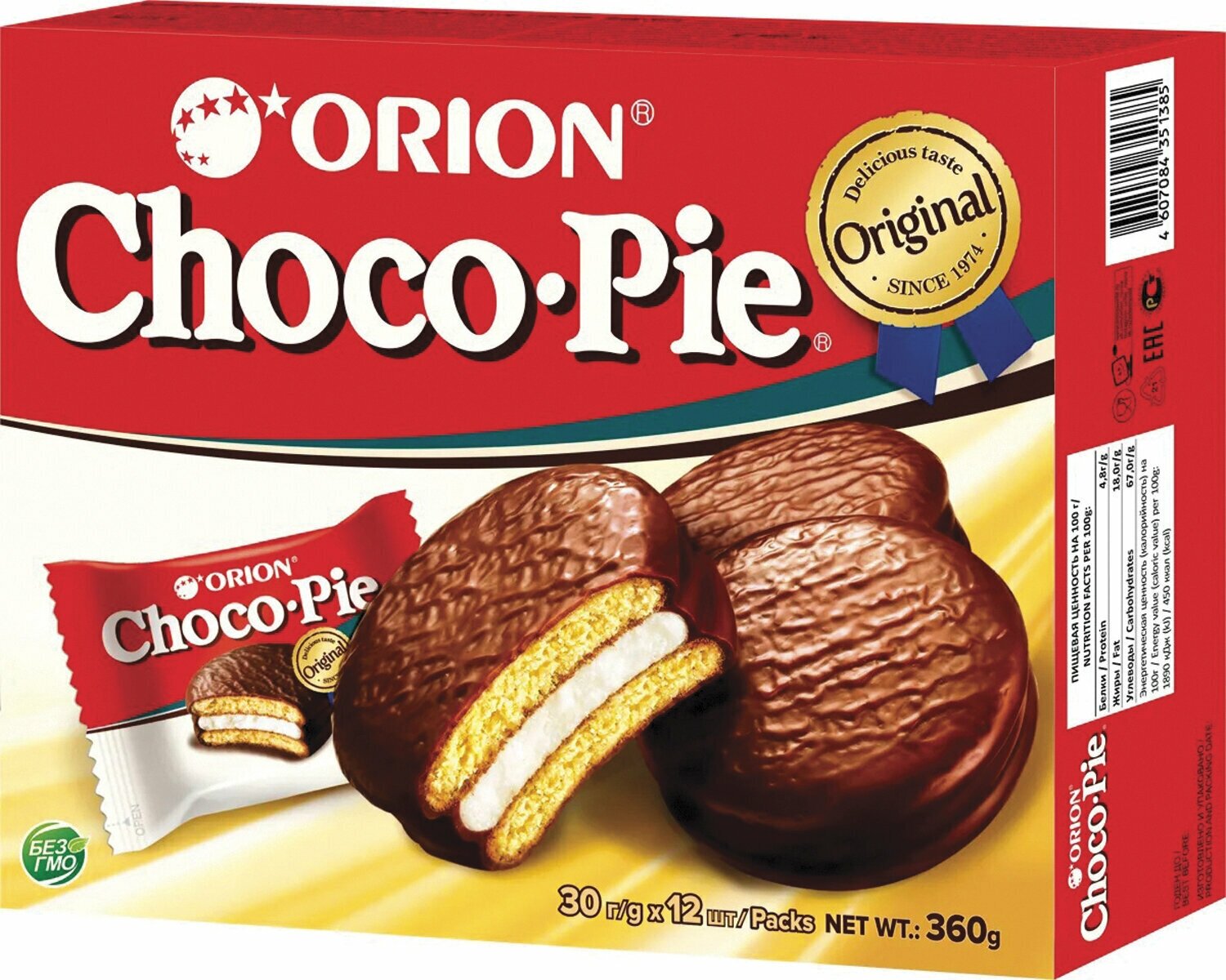 Печенье ORION "Choco Pie Original" 360 г (12 штук х 30 г), О0000013014