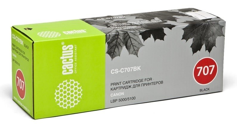 Тонер Картридж Cactus CS-C707BK черный для Canon LBP-5000 (2500стр.)