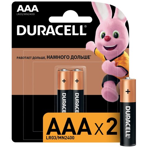 Батарейка Duracell Basic AAA, в упаковке: 2 шт. комплект батареек 4 шт duracell basic aaа lr03 mn2400