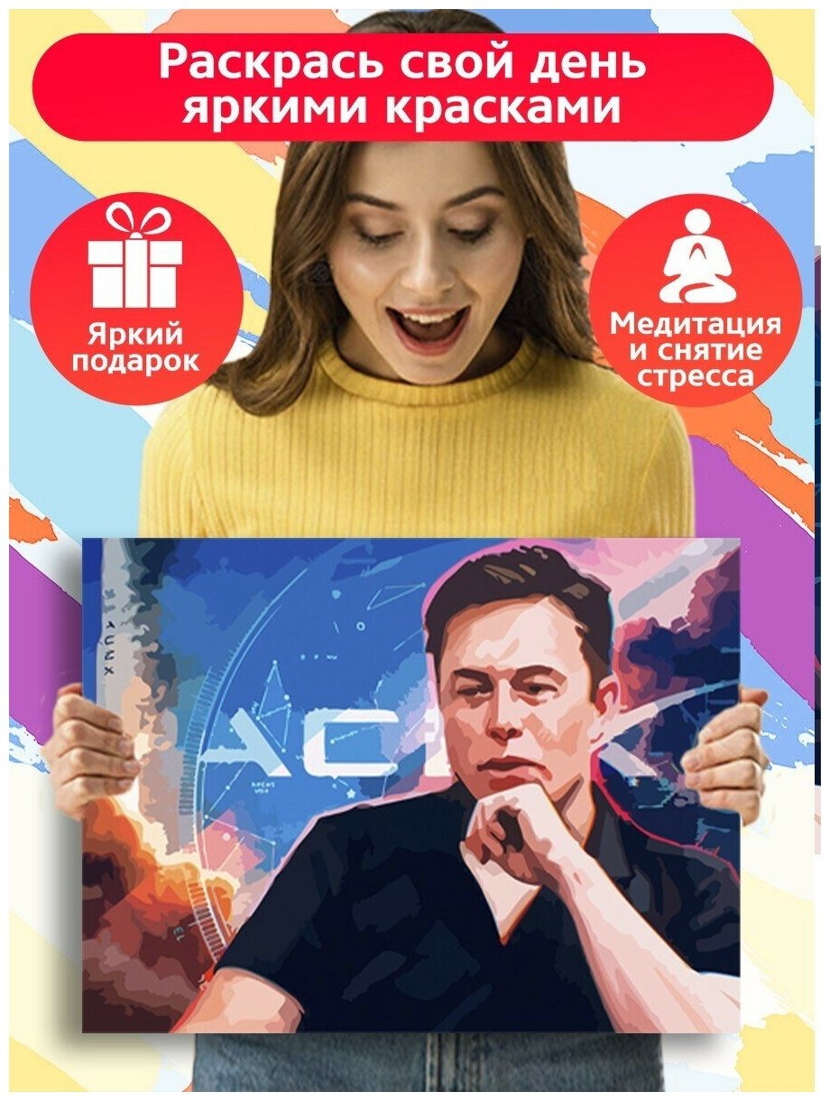 Картина по номерам Илон Маск (Тесла, SpaceX) - 8218 Г 30x40