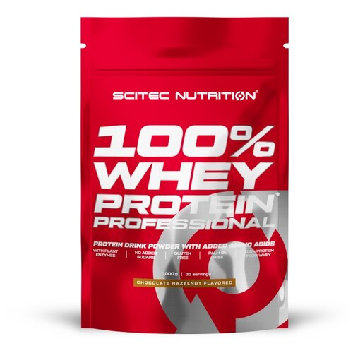 Протеин Scitec Nutrition 100% Whey Protein Professional, 1000 гр., фундук-шоколад scitec nutrition protein delite shake 700 гр клубника белый шоколад