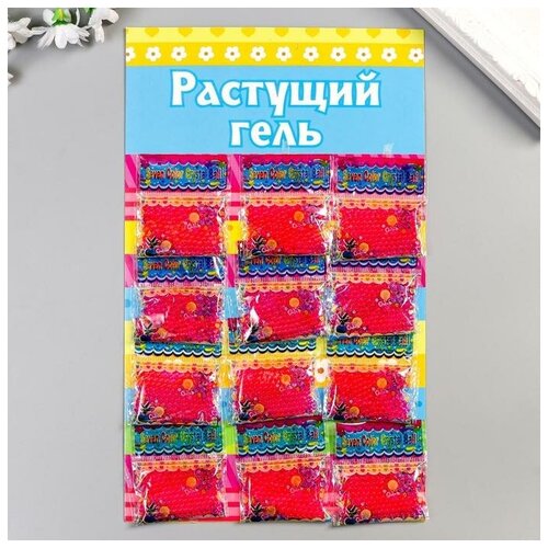 Растущий гель однотонный Ярко-розовый набор 12 пакетов на блистере 5 гр 28х17 см