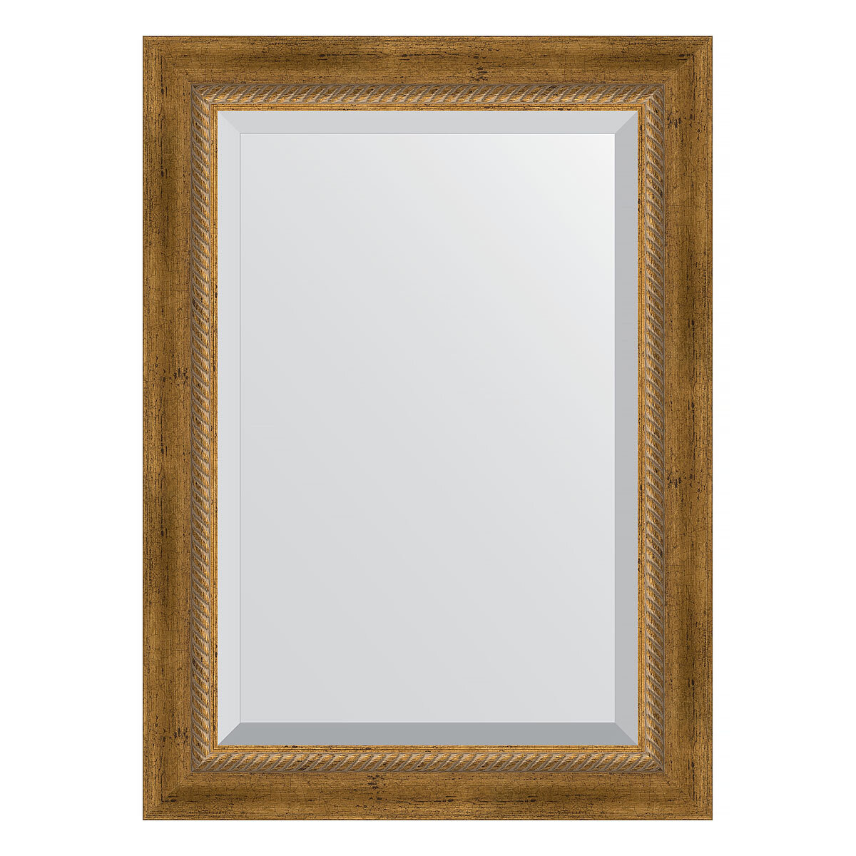 Зеркало настенное с фацетом EVOFORM в багетной раме состаренная бронза с плетением, 53х73 см, для гостиной, прихожей и ванной комнаты, BY 3380