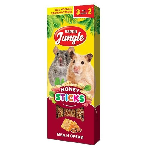Happy Jungle Honey sticks Мед и орехи, 50 гр (6 штук)