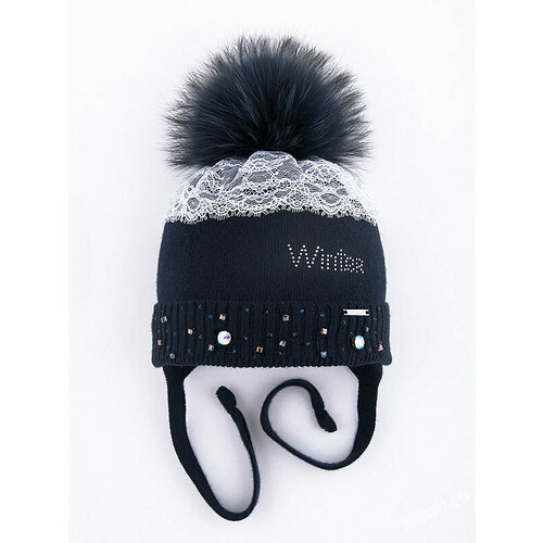 фото Шапка mialt, размер 50-52.(3-5 лет)., синий, белый