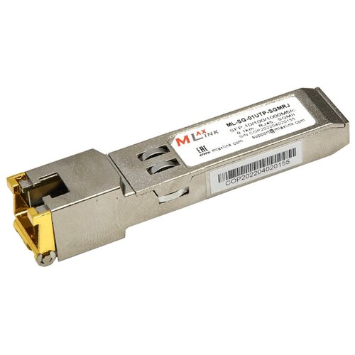 Модуль MlaxLink UTP SFP, 10/100/1000Мб/с, 0.1км, RJ45, SGMII, LI: on, AN: on модуль sfp opticin sfp fx mm sgmii 1gbps sgmii sfp slot 100base fx mm 1310nm