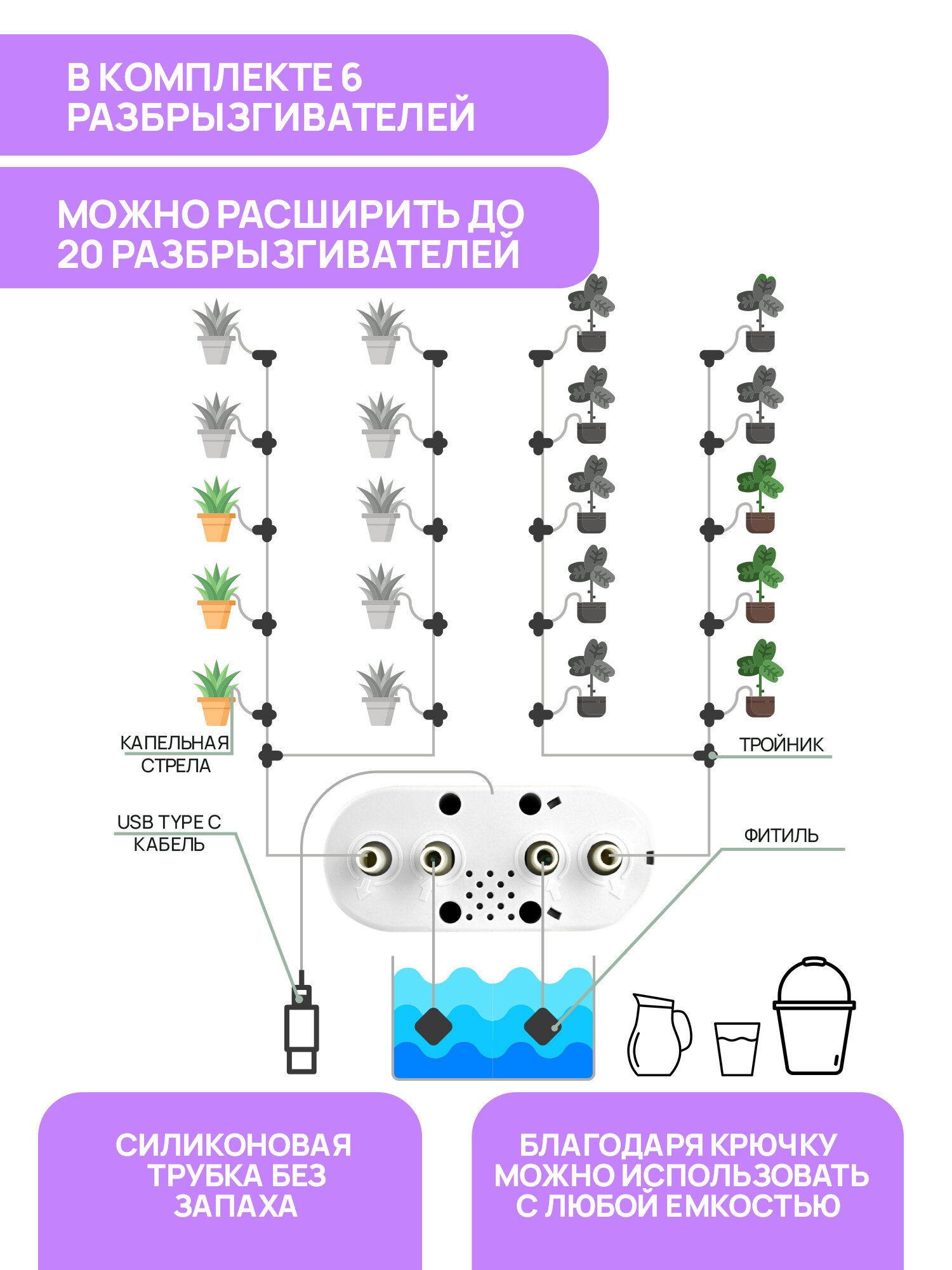 Автополив комнатных растений XPLANTS 6 - фотография № 4