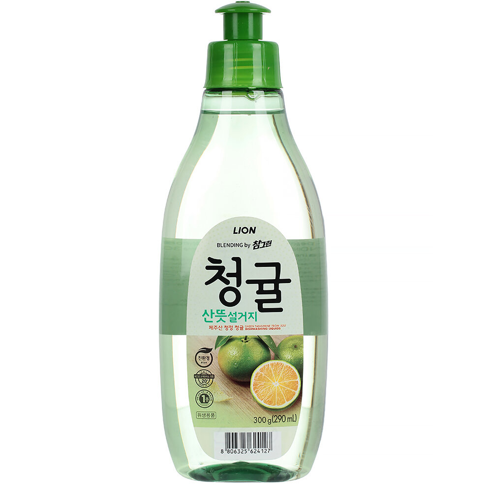 Средство для мытья посуды, овощей и фруктов "Зеленый цитрус" LION Blending by Chamgreen Unripe Green Tangerine Container (бутылка), 290 мл