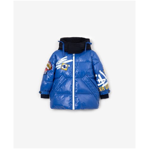 Куртка зимняя с влагонепроницаемой молнией синяя Gulliver, размер 116, мод. 22206BMC4108