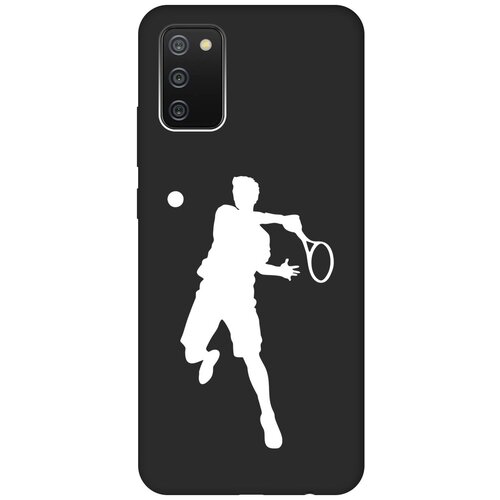 Матовый чехол Tennis W для Samsung Galaxy A02s / Самсунг А02с с 3D эффектом черный матовый чехол football w для samsung galaxy a02s самсунг а02с с 3d эффектом черный