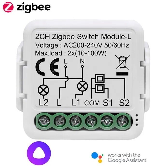 Умное реле ZigBee на 2 линии без нуля работает с Алисой