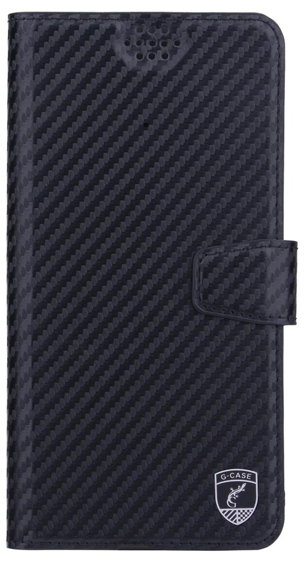 Универсальный чехол-книжка для смартфонов с размером до 17*9 см., G-Case Slim Premium XL, карбон черный