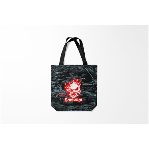 фото Сумка-шоппер / 40х40 см / геймерам / cyberpunk 2077 самурай burnettie