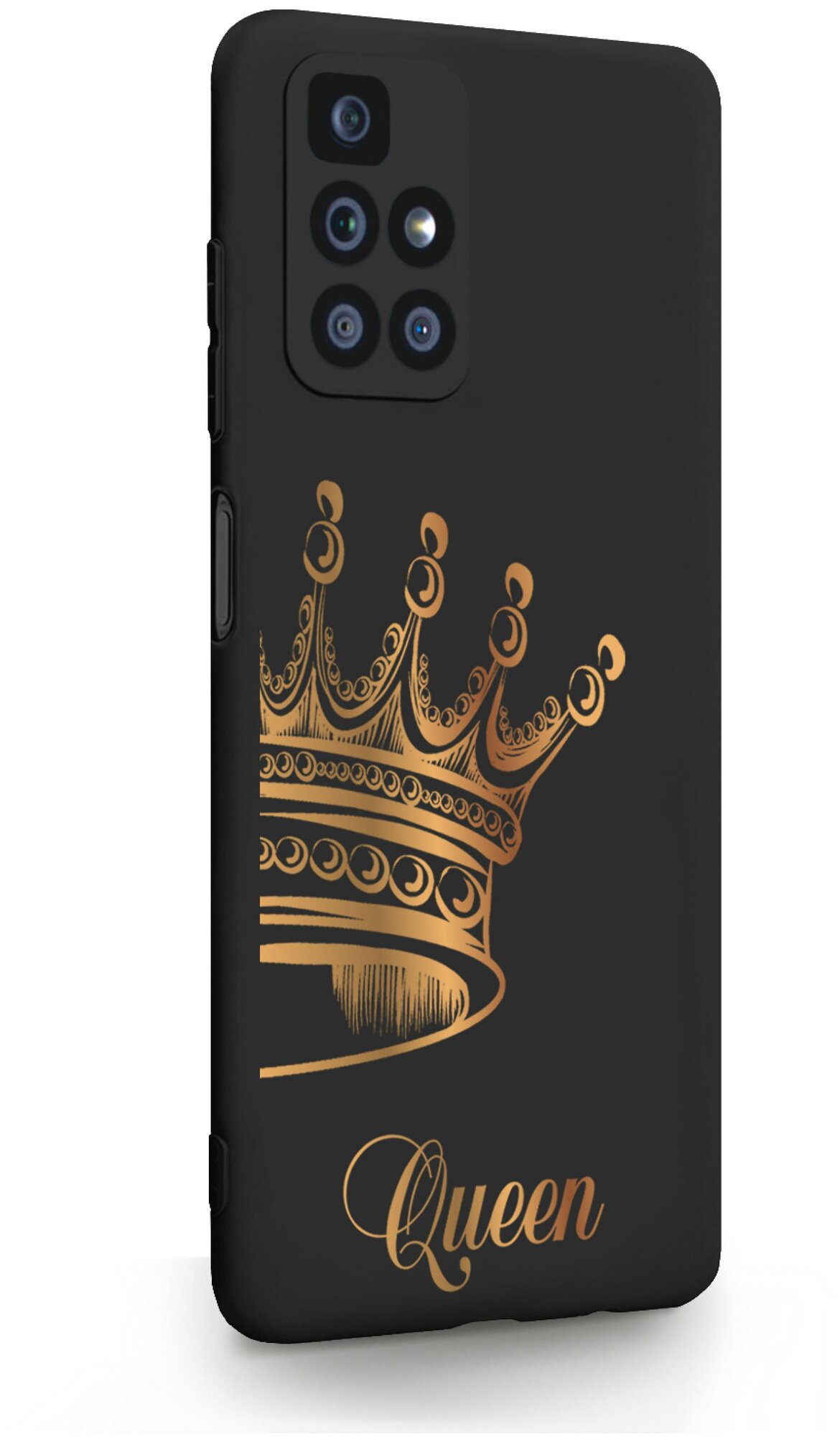 Черный силиконовый чехол для Xiaomi Redmi 10 Парный чехол корона Queen для Сяоми Редми 10