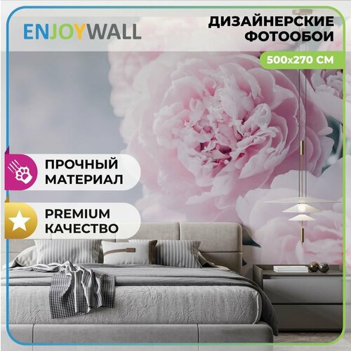 EnjoyWall Фотообои флизелиновые виниловые для гостиной спальни Розовые Пионы 500х270