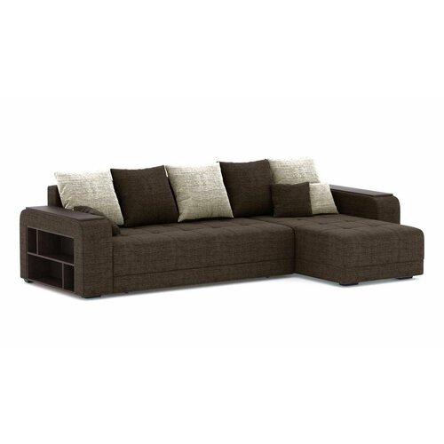 Угловой диван Дубай Рогожка Дрим Браун+Беж