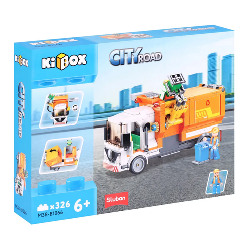 KIBOX Конструктор CityRoad Мусоровоз 326 деталей M38-B1066