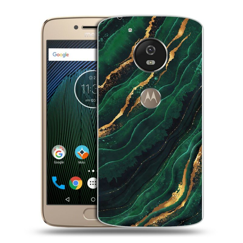 Дизайнерский силиконовый чехол для Моторола Мото Ж5с / Motorola Moto G5s Мрамор зеленое золото