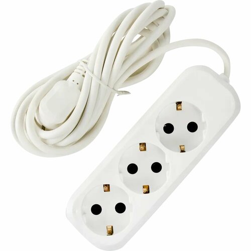 Удлинитель бытовой 3 розетки с заземлением 3х075 мм 3 м цвет белый 1067₽
