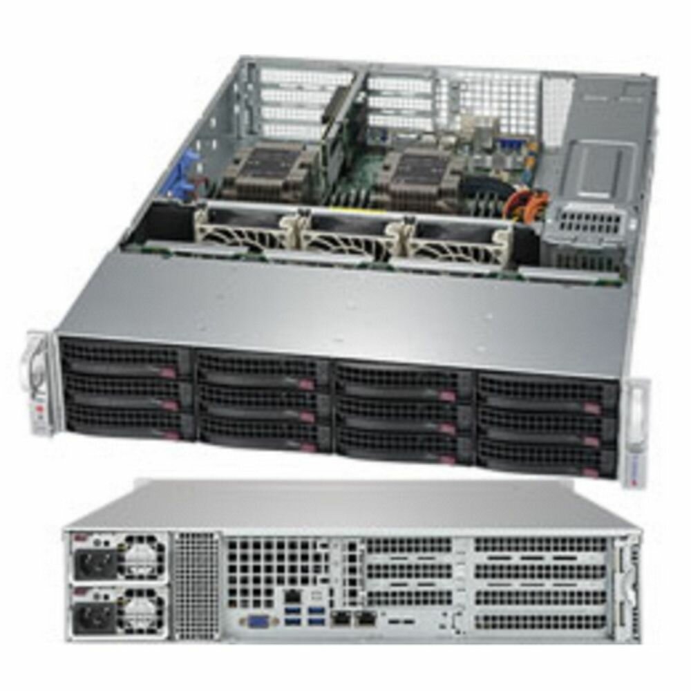 SuperMicro Платформа системного блока SuperMicro SYS-6029P-WTRT 2U, 2xLGA3647, 12xDDR4, up to 12x3.5 (8xSAS/SATA + 4SAS/SATA/NVMe), 1xM.2 PCIE, 2x10GbE, 2x1200W, 826BAC4-R1K23WB X11DDW-NT (264452) SYS-6029P-WTRT