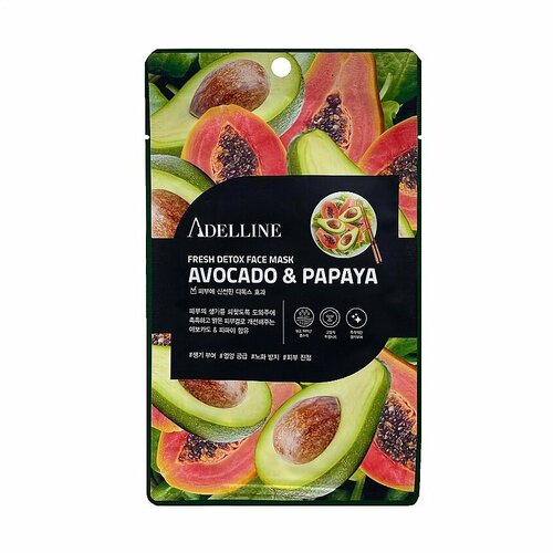 ADELLINE FRESHDETOX детокс-маска с авокадо и папайей, 5 штук детокс маска adelline с экстрактом семян чиа и кокоса