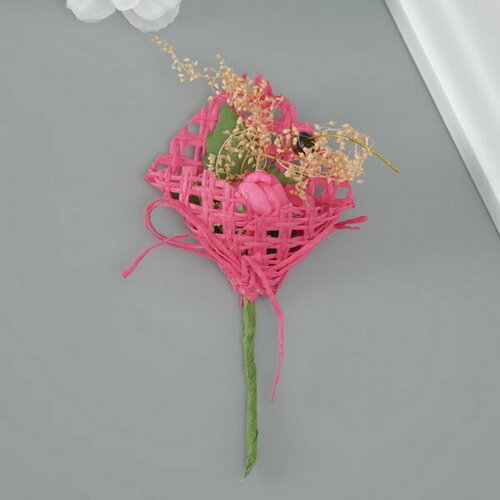 Букет декоративный Розочка 5х9 см малиновый 12 шт 881₽