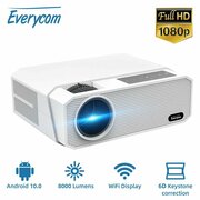 Everycom HQ9W LED Native 1080P Поддержка 4K Android Wi-Fi Проектор с сенсорным экраном 8000 люмен Смарт-видео Домашний кинотеатр