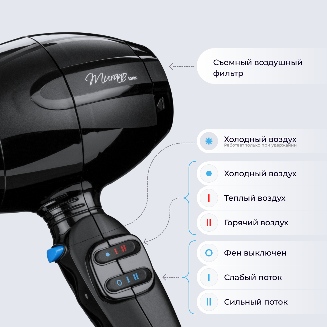 Babyliss Фен MURANO Ionic compact 2000 Вт 1 шт (Babyliss, ) - фото №12