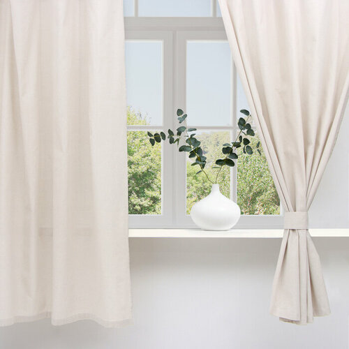 Комплект штор для кухни с подхватами Доляна My magic kitchen 149х1803 см - 2 шт рогожка 160 гм 2934₽