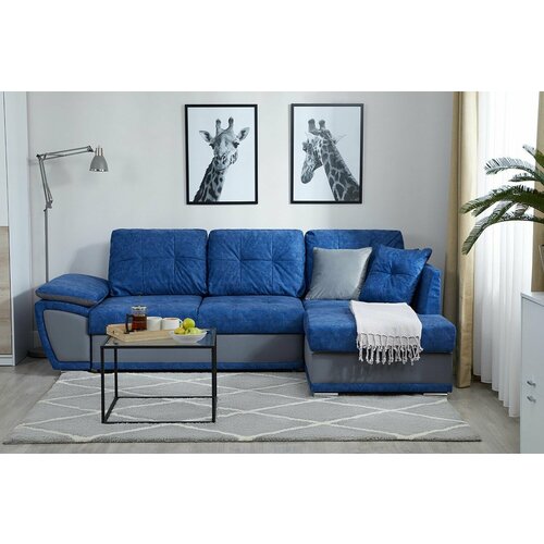 Угловой диван-кровать Риттэр, механизм дельфин, ящик для белья, велюр, 258х165х90, правый угол