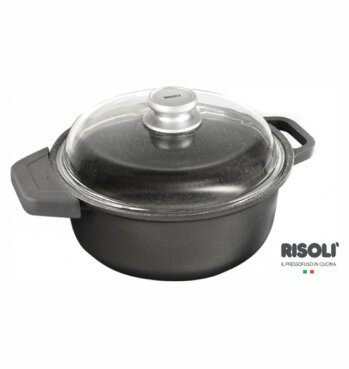 фото Кастрюля 24 см с крышкой литая "Risoli /HardStone Granito Induction" / 154508